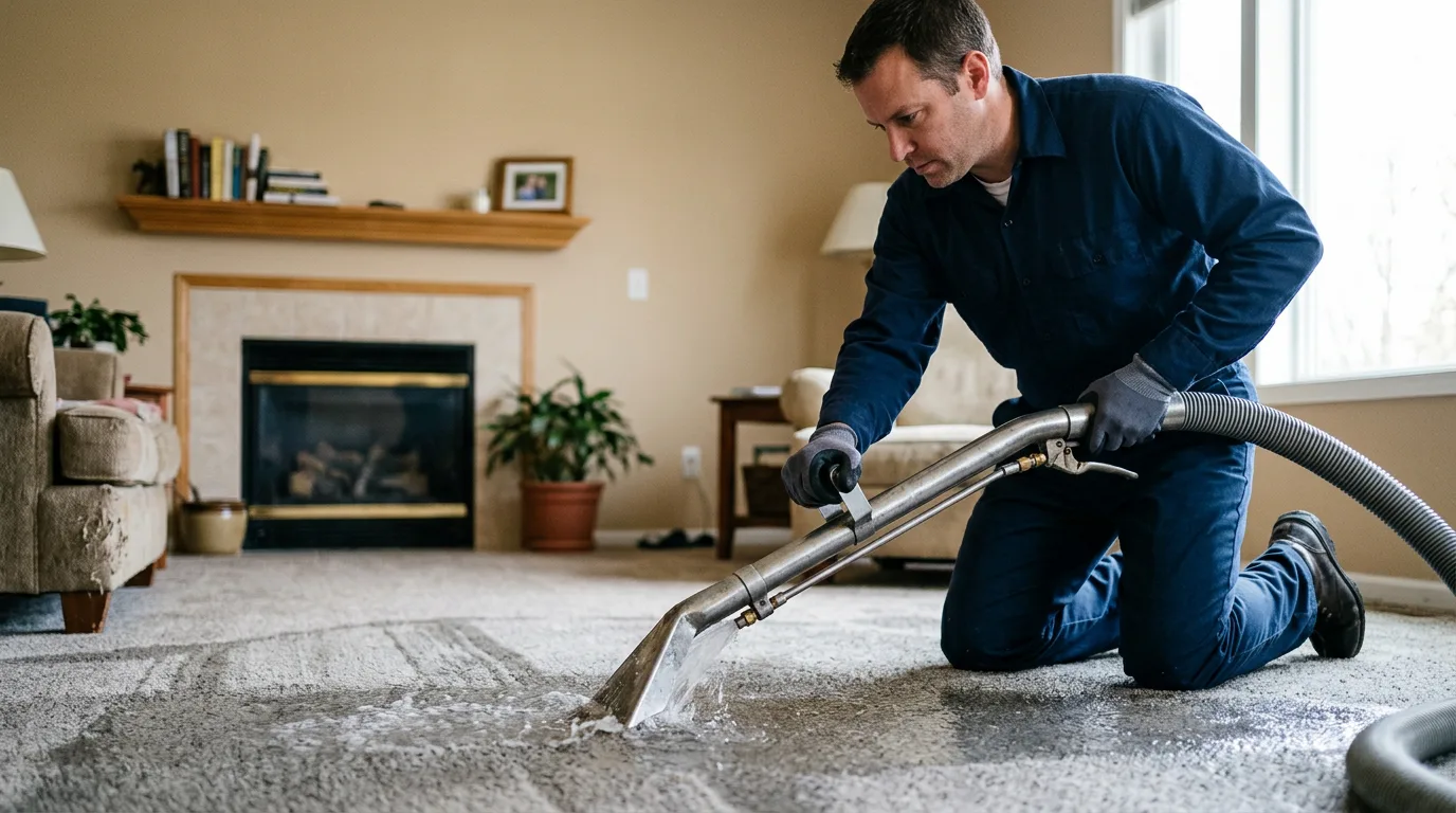 Water damage restoration technician working near Devens, MA